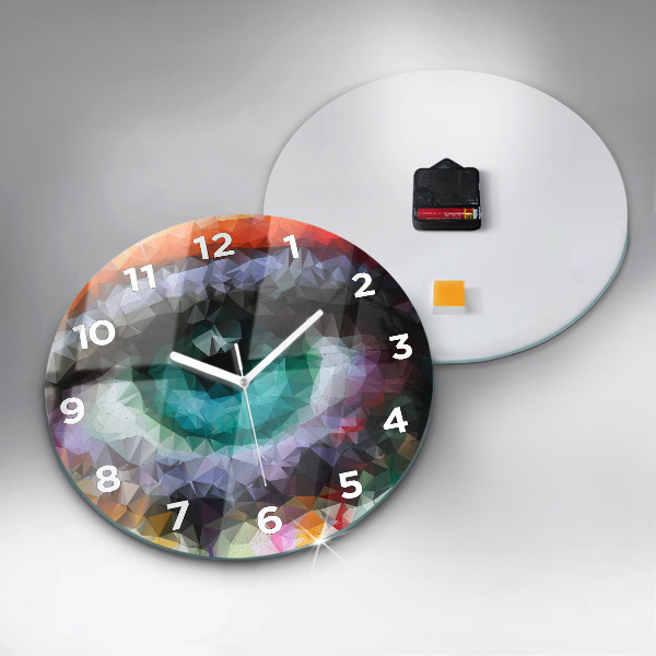Round glass clock Colorful human eye