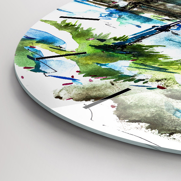 Round glass clock Picturesque spring
