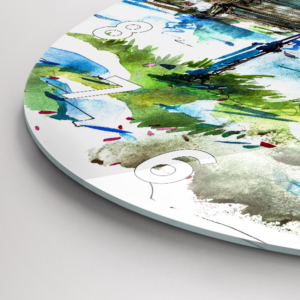 Round glass clock Picturesque spring