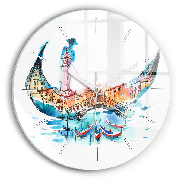 Round glass clock Italy - Venetian Gondola