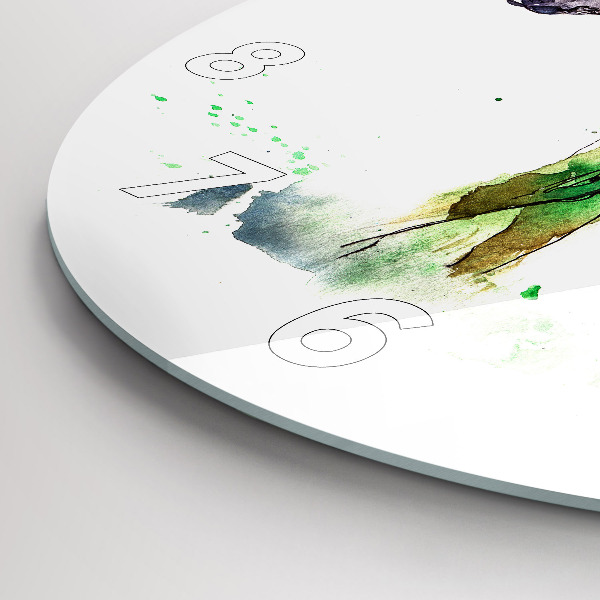 Round glass clock Moose and Mountain Landscape
