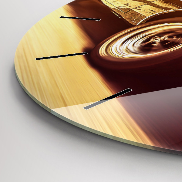 Round glass clock Classic old car