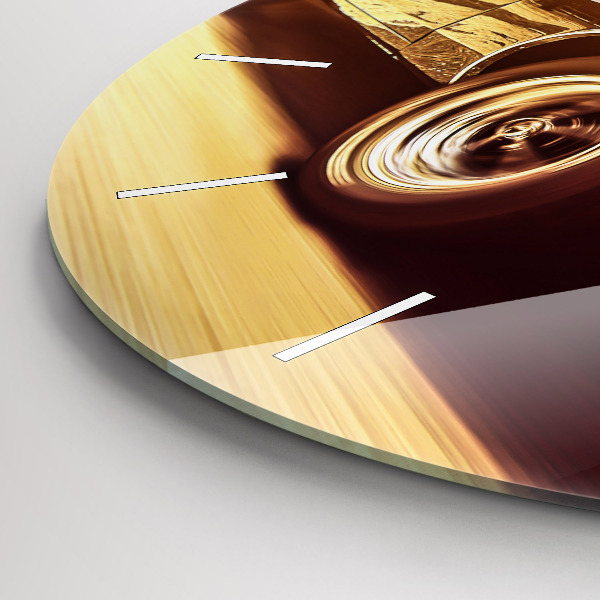 Round glass clock Classic old car