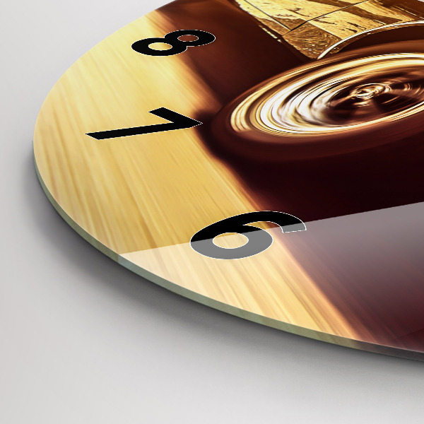 Round glass clock Classic old car