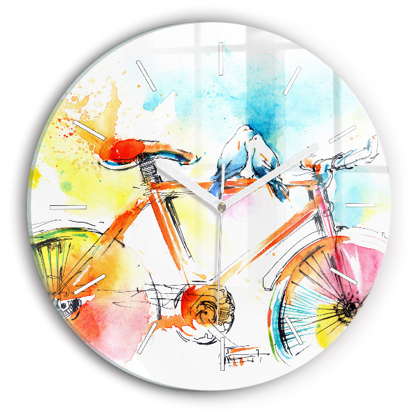 Round glass clock Painted bike