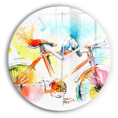 Round glass clock Painted bike