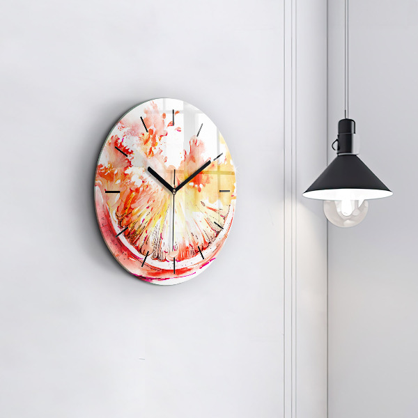 Round glass clock Painted orange