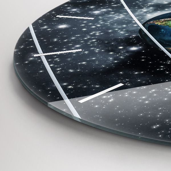 Round glass clock The solar system