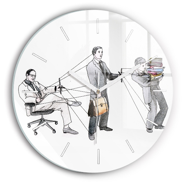 Round glass clock Puppet People