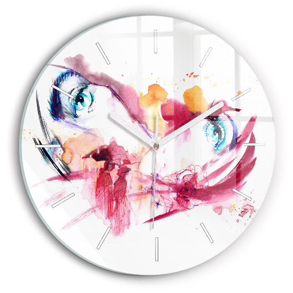 Round glass clock Romantic couple