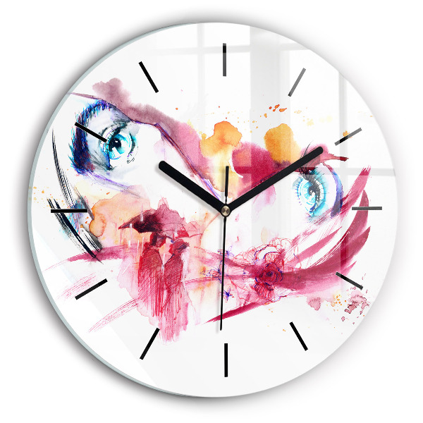 Round glass clock Romantic couple