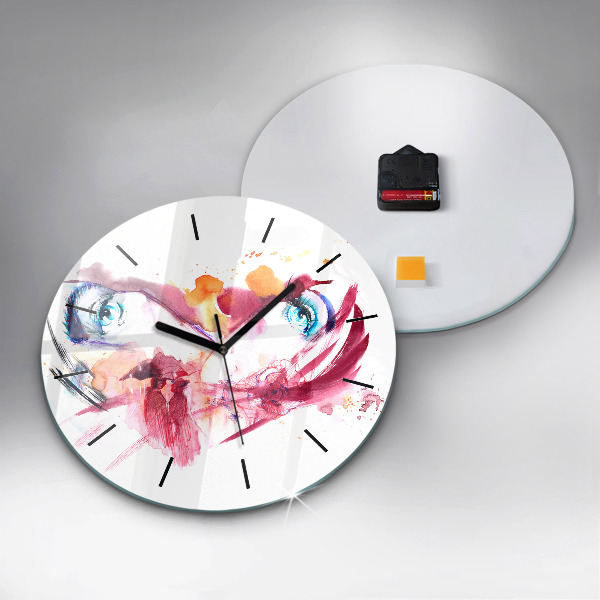 Round glass clock Romantic couple