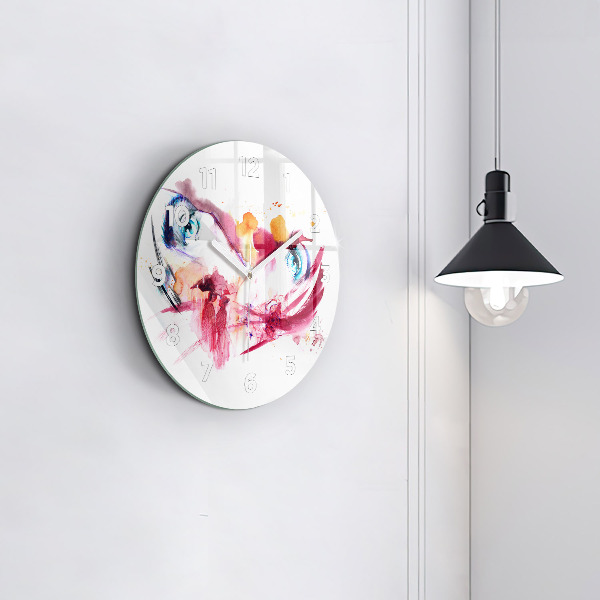 Round glass clock Romantic couple