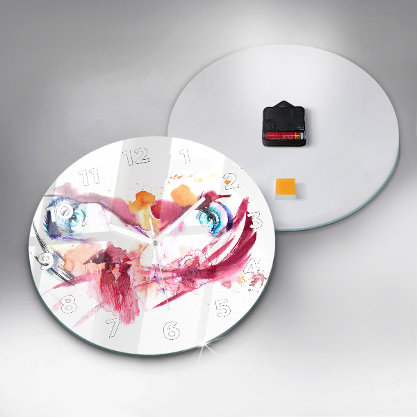 Round glass clock Romantic couple