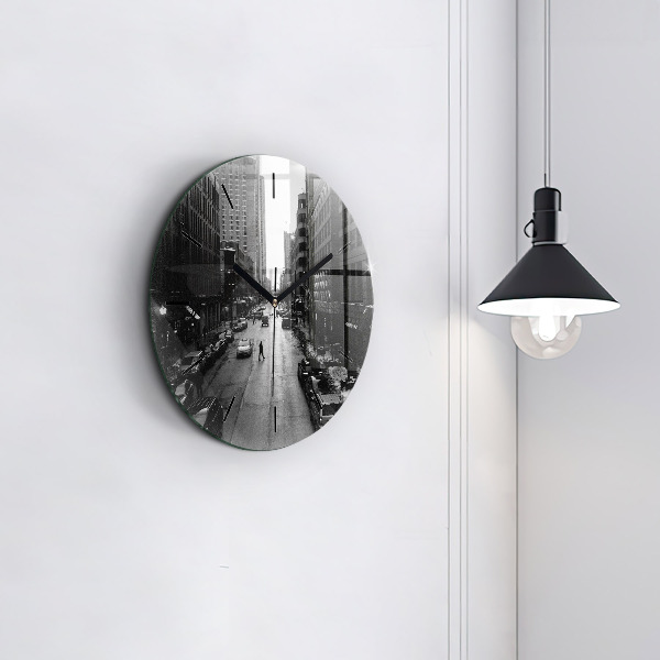 Round glass clock Chicago City Streets