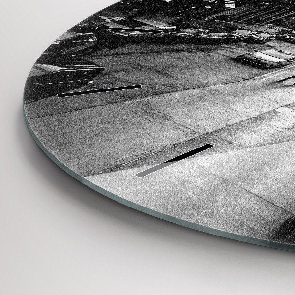 Round glass clock Chicago City Streets