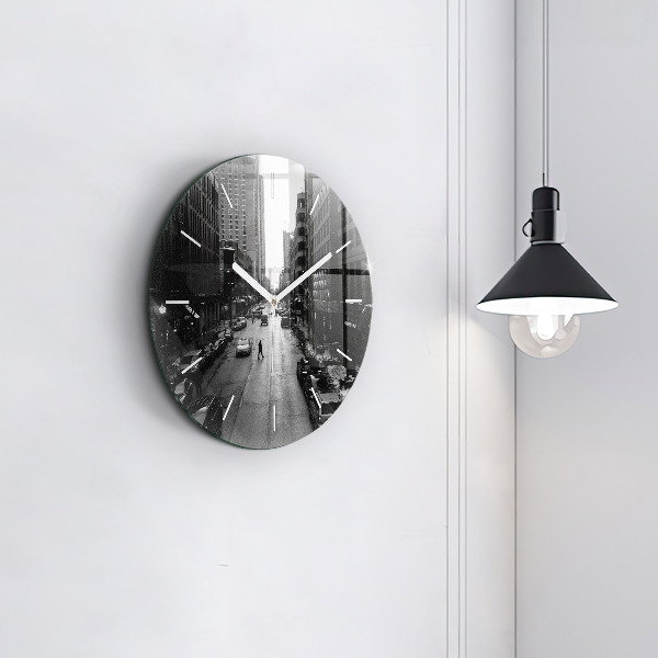 Round glass clock Chicago City Streets