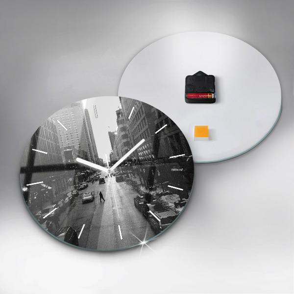 Round glass clock Chicago City Streets