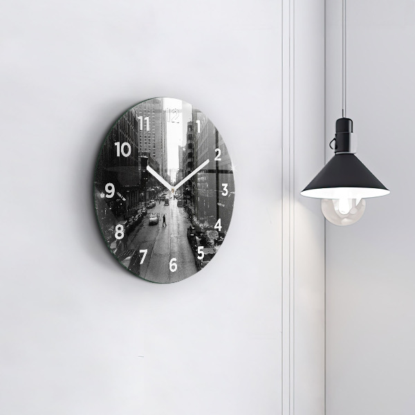 Round glass clock Chicago City Streets