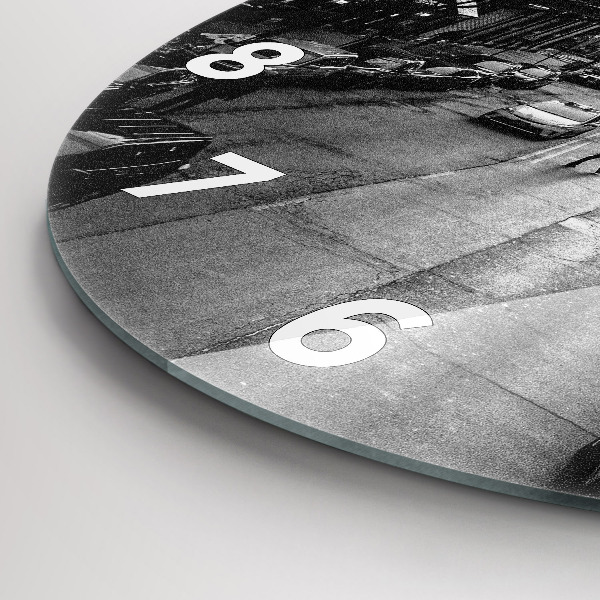 Round glass clock Chicago City Streets