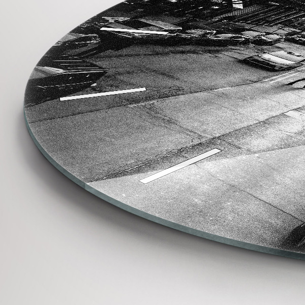Round glass clock Chicago City Streets