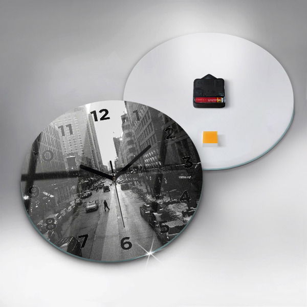 Round glass clock Chicago City Streets