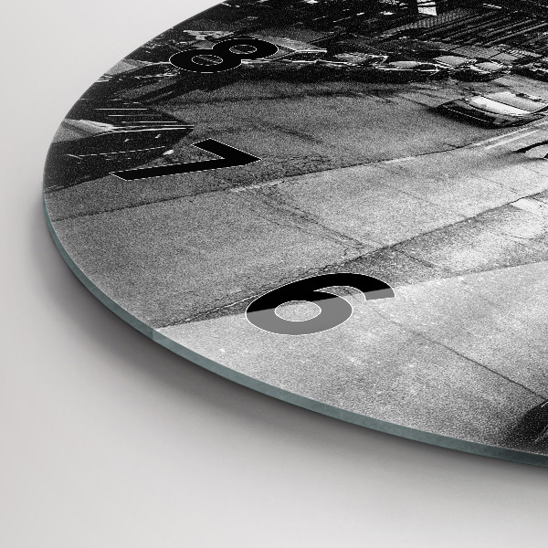 Round glass clock Chicago City Streets
