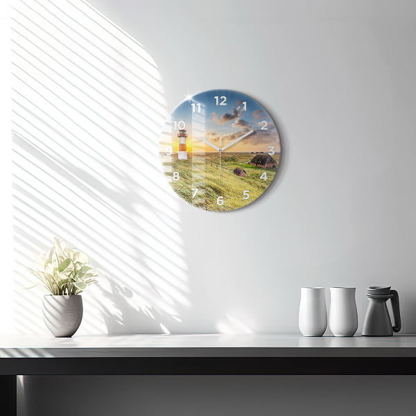 Round glass clock Lighthouse