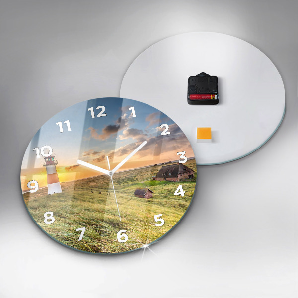 Round glass clock Lighthouse