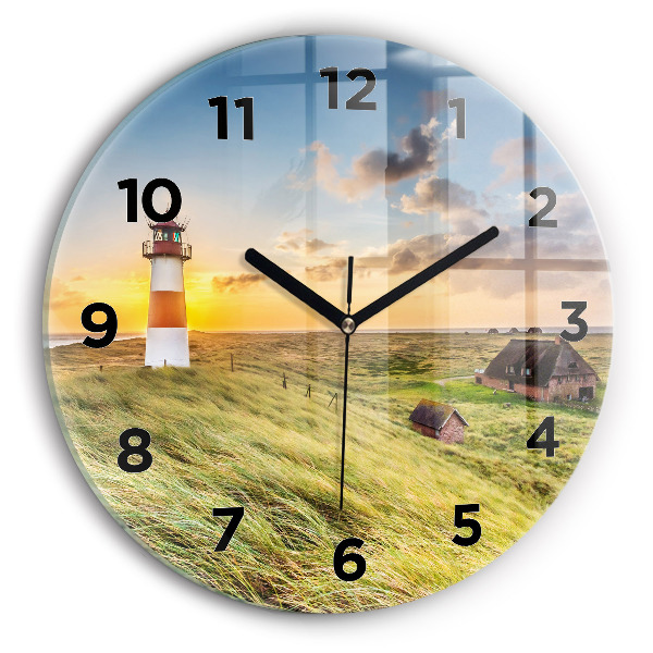 Round glass clock Lighthouse