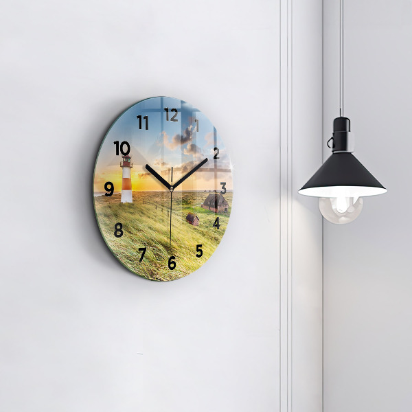 Round glass clock Lighthouse