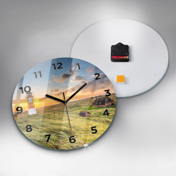 Round glass clock Lighthouse