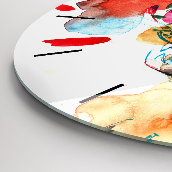 Round glass clock Abstract wild cat