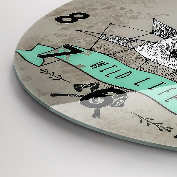 Round glass clock Deer head