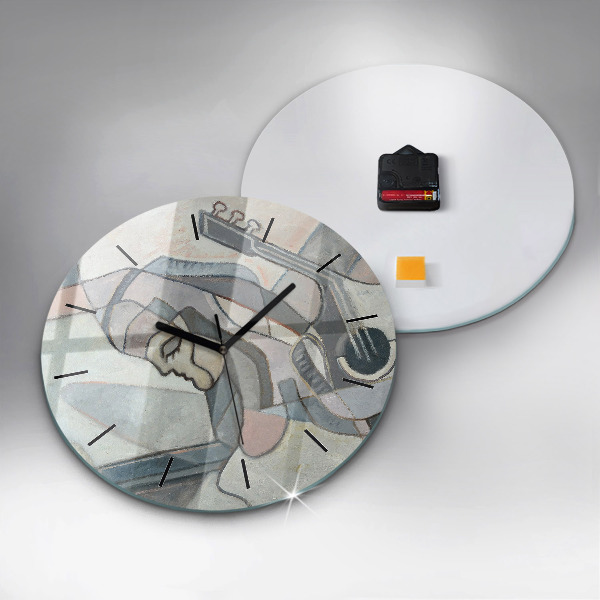 Round glass clock Abstract painting