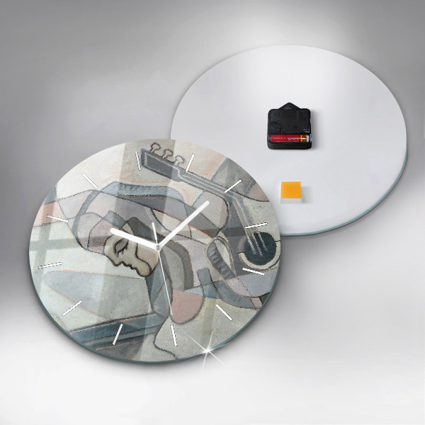 Round glass clock Abstract painting