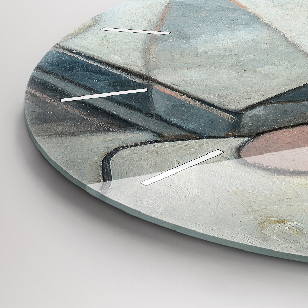 Round glass clock Abstract painting