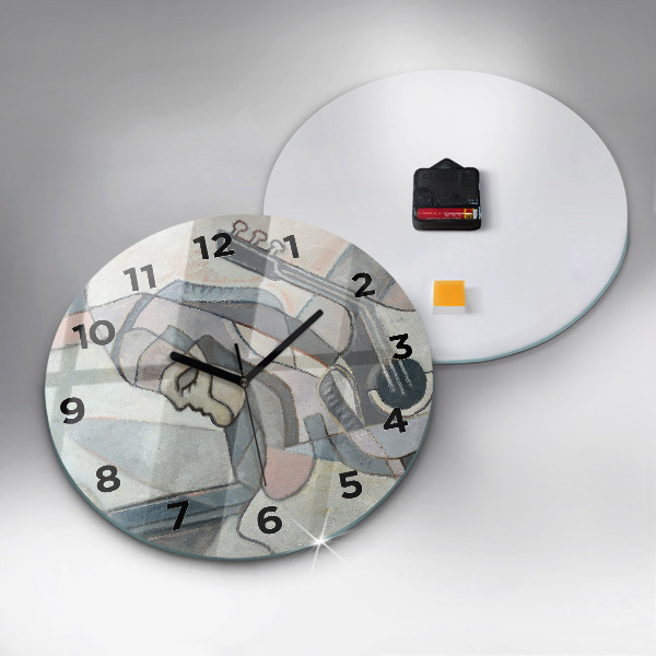 Round glass clock Abstract painting