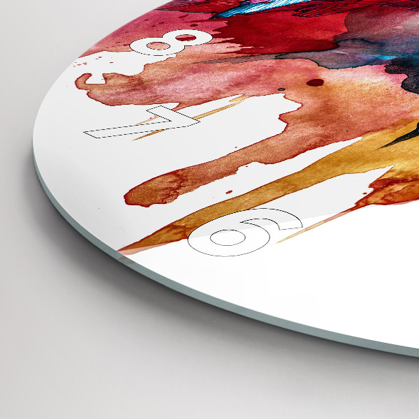 Round glass clock Colorful red parrot