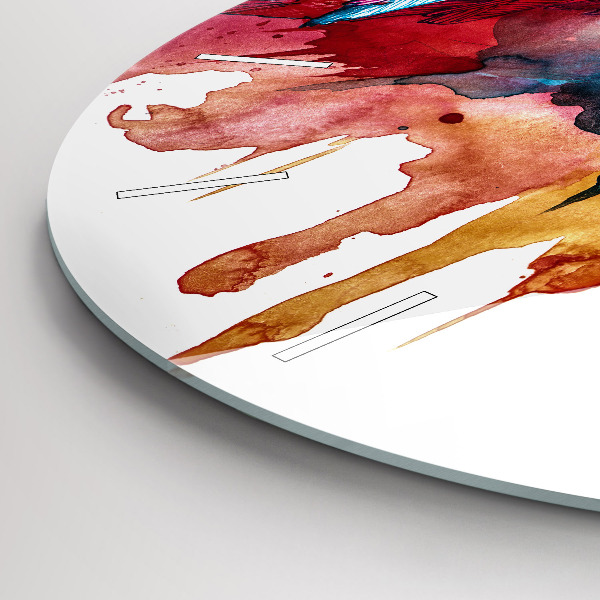 Round glass clock Colorful red parrot