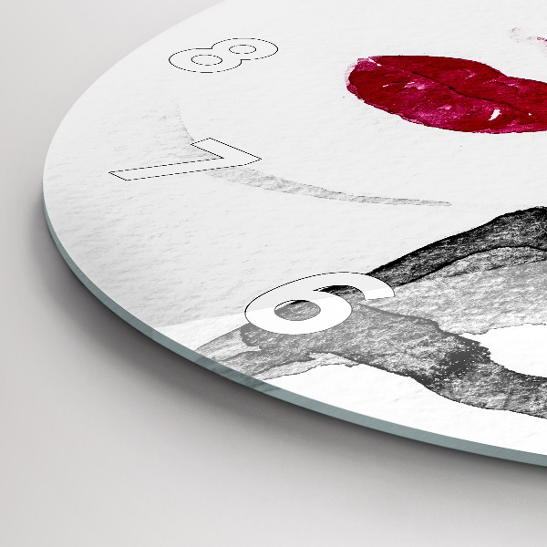 Round glass clock Portrait of a woman