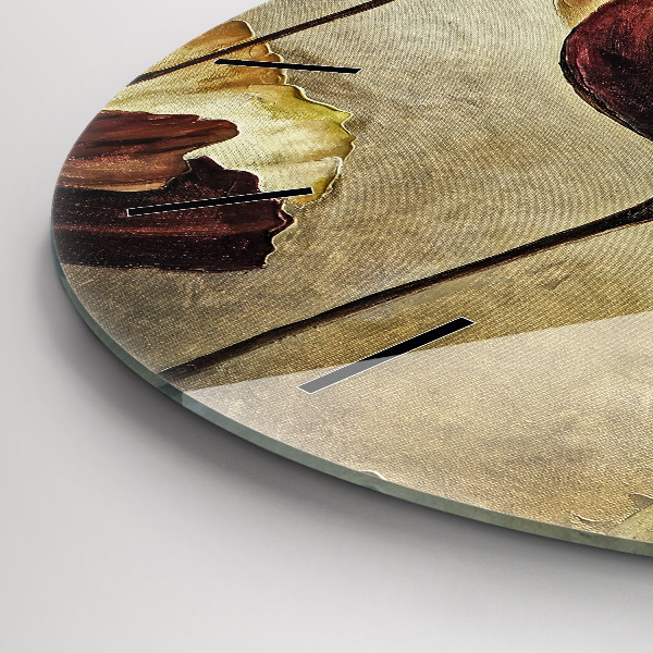 Round glass clock Painted poppies