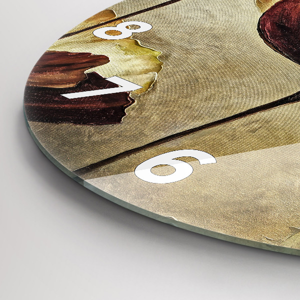 Round glass clock Painted poppies