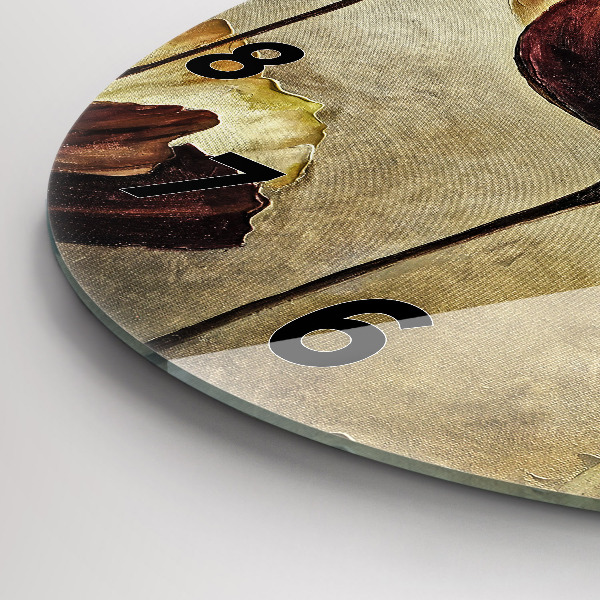 Round glass clock Painted poppies