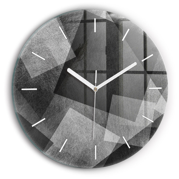 Round glass clock Geometric abstraction