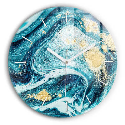 Round glass clock Abstract marble