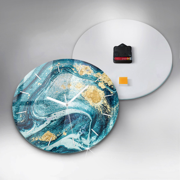 Round glass clock Abstract marble
