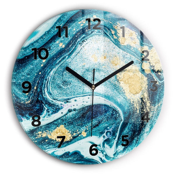 Round glass clock Abstract marble