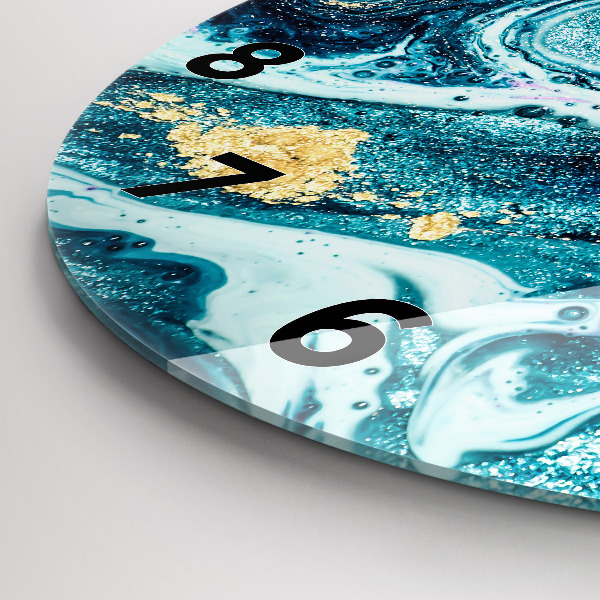 Round glass clock Abstract marble