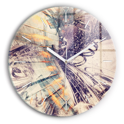 Round glass clock Abstract mechanism